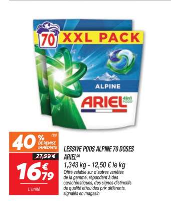 LESSIVE PODS ALPINE 70 DOSES ARIEL