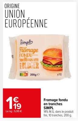 Fromage fondu en tranches SIMPL