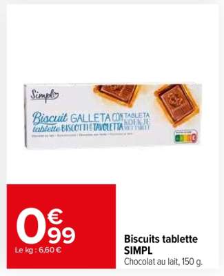 Biscuits tablette SIMPL