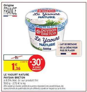 LE YAOURT NATURE PAYSAN BRETON