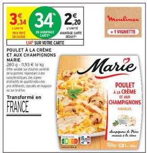 POULET À LA CRÈME ET AUX CHAMPIGNONS MARIE