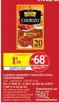 CHORIZO GRANDES TRANCHES DOUX CÉSAR MORONI