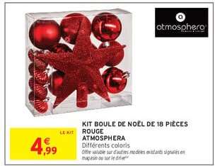 KIT BOULE DE NOËL DE 18 PIÈCES ROUGE