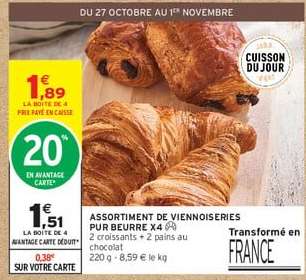 ASSORTIMENT DE VIENNOISERIES PUR BEURRE X4