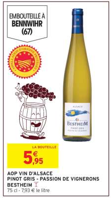 AOP VIN D'ALSACE PINOT GRIS - PASSION DE VIGNERONS BESTHEIM