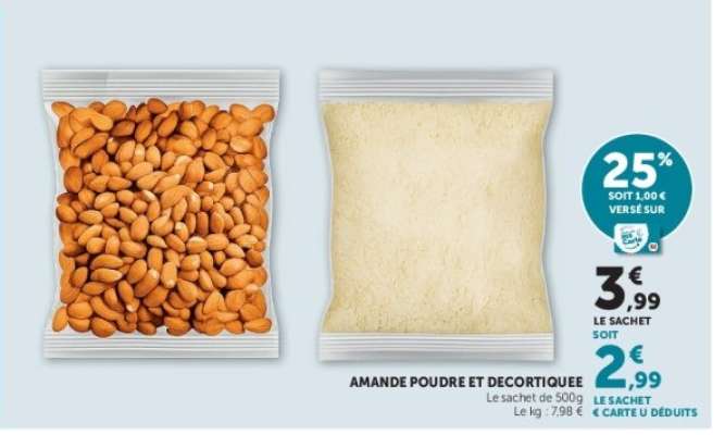 AMANDES POUDRE ET DECORTIQUEE
