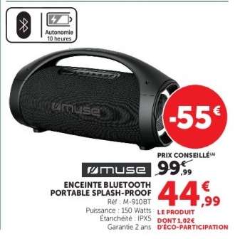 ENCEINTE BLUETOOTH PORTABLE SPLASH-PROOF