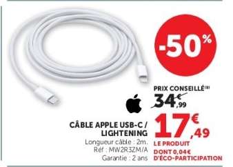 CÂBLE APPLE USB-C / LIGHTENING