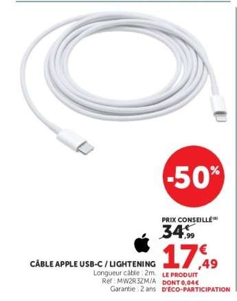 CÂBLE APPLE USB-C / LIGHTENING