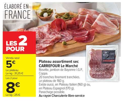 Plateau assortiment sec CARREFOUR Le Marché