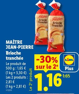 MAÎTRE JEAN PIERRE Brioche tranchée