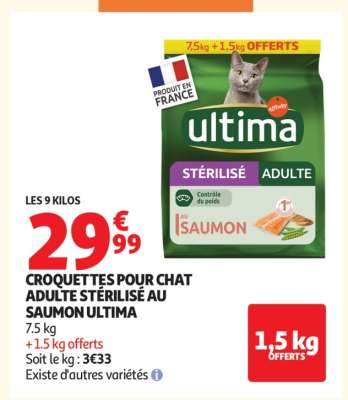 Croquettes pour chat adulte stérilisé au saumon Ultima