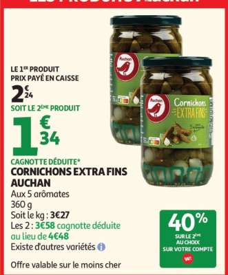 CORNICHONS EXTRA FINS AUCHAN