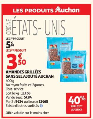 Amandes Grillées Sans Sel Ajouté Auchan