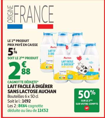 Lait Facile À Digérer Sans Lactose Auchan