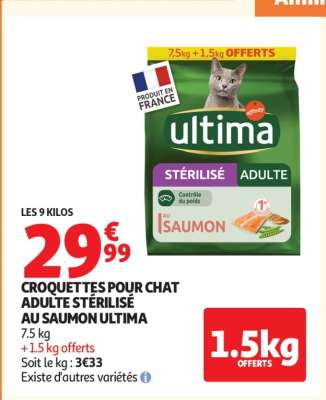 Croquettes pour chat adulte stérilisé au saumon Ultima