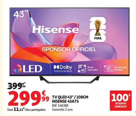 TV QLED 43" / 108CM HISENSE 43A7S