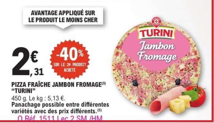 PIZZA FRAÎCHE JAMBON FROMAGE 'TURINI'