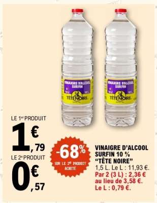VINAIGRE D'ALCOOL SURFIN 10° 'TÊTE NOIRE'